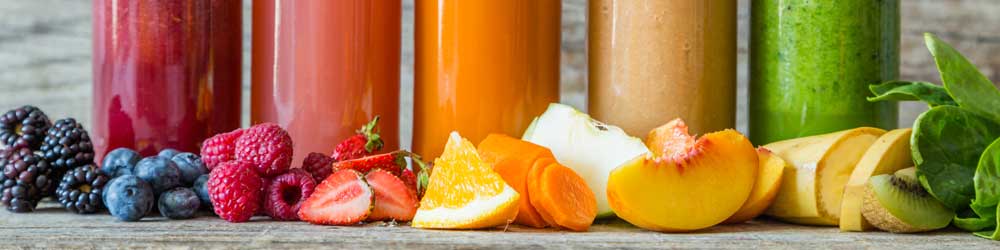 Selection of colourful smoothies