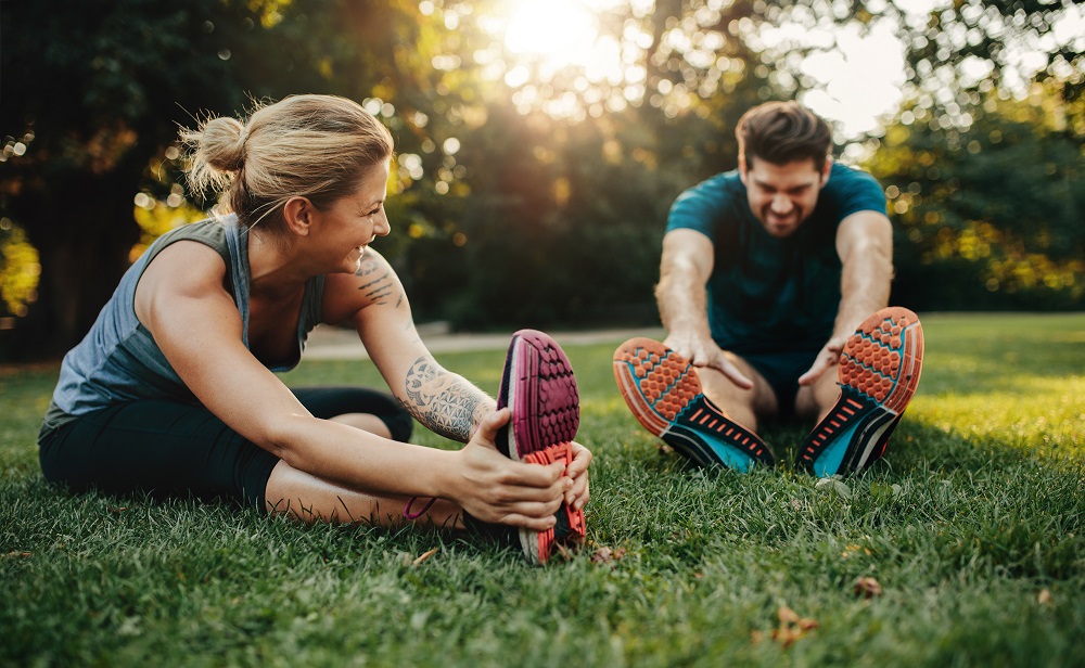 Young couple exercising