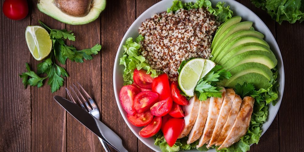 Healthy salad bowl with mix of macronutrients Healthy salad bowl with mix of macronutrients