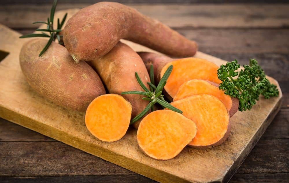 Raw sweet potatoes
