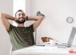 Man feeling relaxed at work.